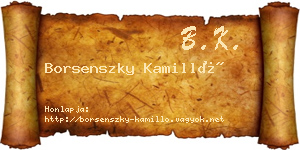 Borsenszky Kamilló névjegykártya